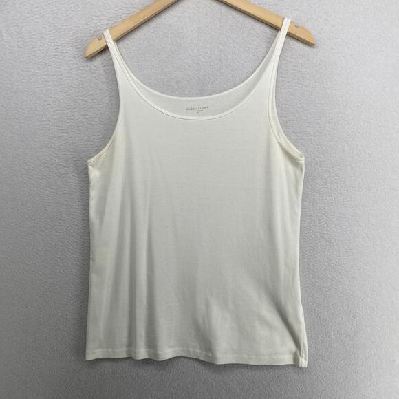 Eileen Fisher Tops - EILEEN FISHER Tank Top XL Ribbed Organic Cotton Jersey Cami Slim ScoopNeck White